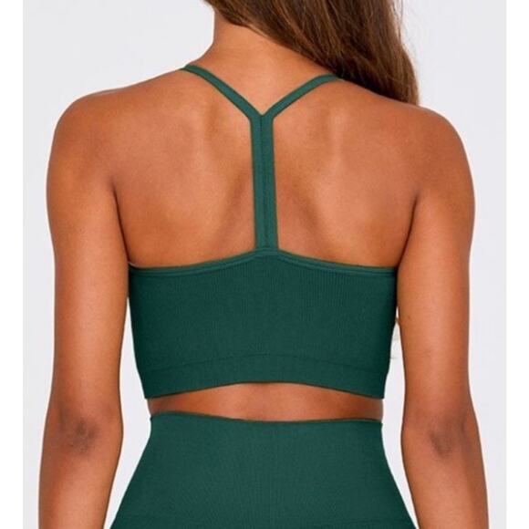 Set Active‎ Sculptflex Blue Ribbed Bra V-Neck Stretch Athleisure Yoga size Small - Picture 2 of 7